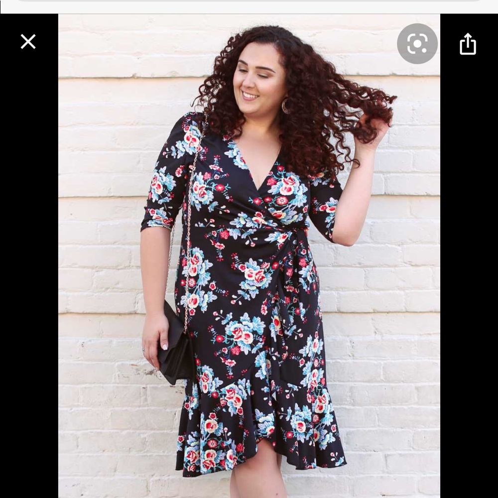 Kiyonna Flirty flounce wrap dress plus size 1